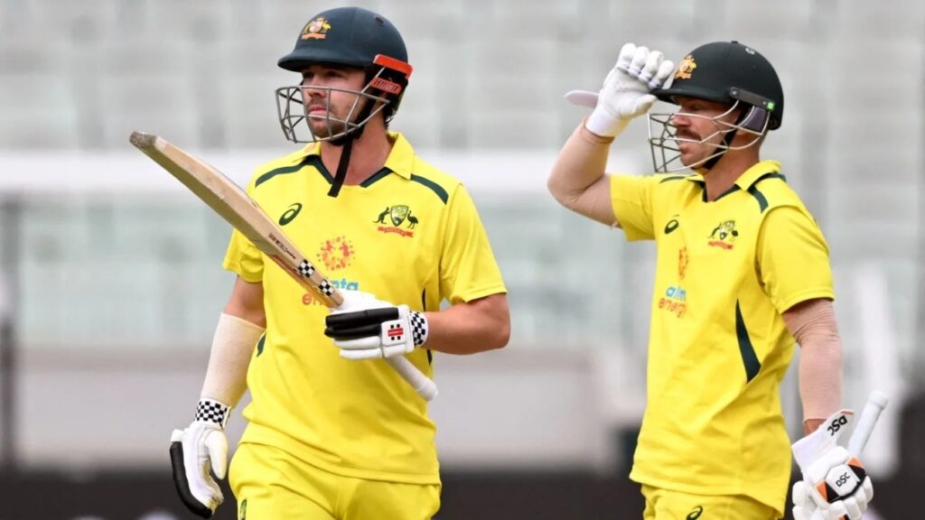 David Warner and Travis Head stand side by side